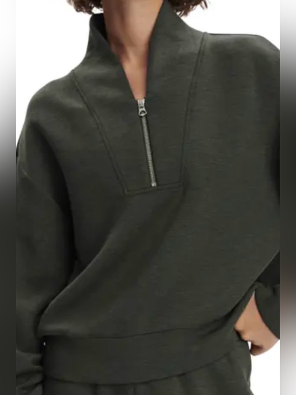 Varley Davidson DoubleSoft Quarter-Zip Mock Neck Sweatshirt in gray small